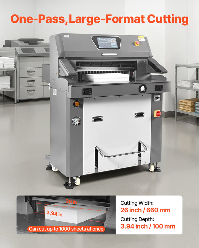 Elektrinė popieriaus pjaustyklė VEVOR H6810L, 660 mm pjovimo plotis