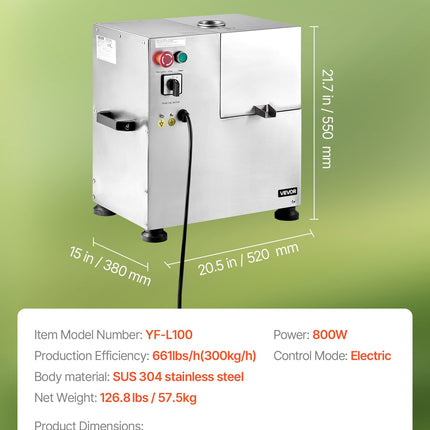 Elektrinė cukranendrių sulčiaspaudė VEVOR YF-L100, 800 W