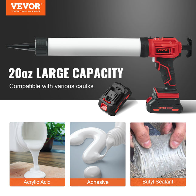 Akumuliatorinis silikono pistoletas VEVOR Q0V-CX51-20, 600 ml