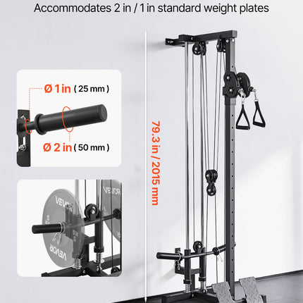 Vertikalių ir horizontalių traukų treniruoklis VEVOR HM2905B, 227 kg apkrova
