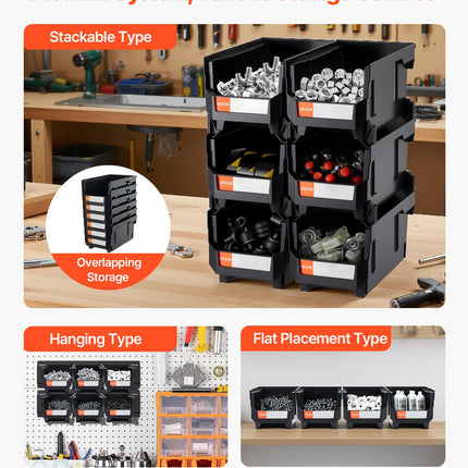 Plastikinės sandėliavimo dėžės VEVOR V6-Black-6, 6 vnt.