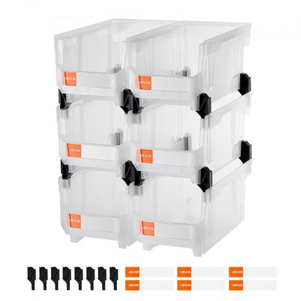 Plastikinės sandėliavimo dėžės VEVOR V6-Clear-6, 6 vnt.