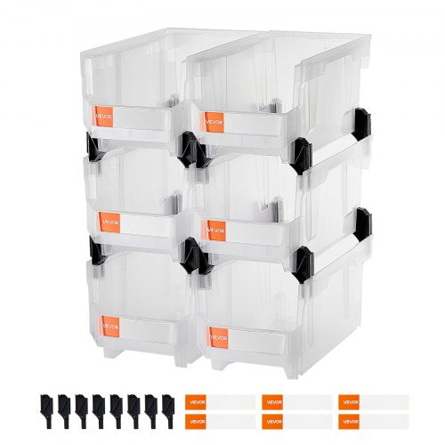 Plastikinės sandėliavimo dėžės VEVOR V6-Clear-6, 6 vnt.