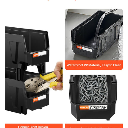 Plastikinės sudedamos dėžutės VEVOR V3-Black-8, 8 vnt.