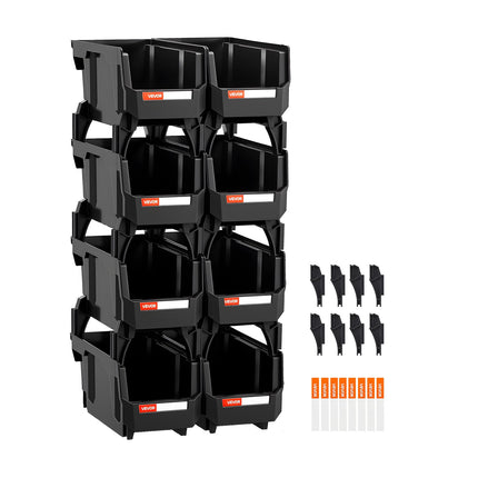 Plastikinės sudedamos dėžutės VEVOR V3-Black-8, 8 vnt.