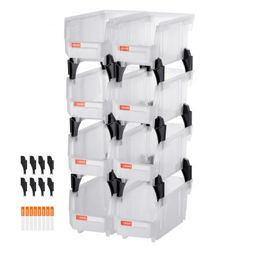 Plastikinės sandėliavimo dėžutės VEVOR V3-Clear-8, 8 vnt. rinkinys