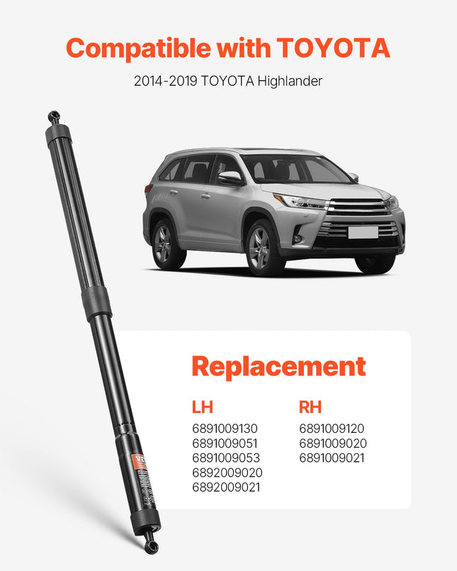 Elektriniai bagažinės keltuvai VEVOR Toyota Highlander (2014-2019), 2 vnt.