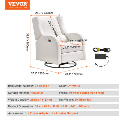Elektrinis fotelis-reklaineris VEVOR SX-81444, 113,4 kg apkrova