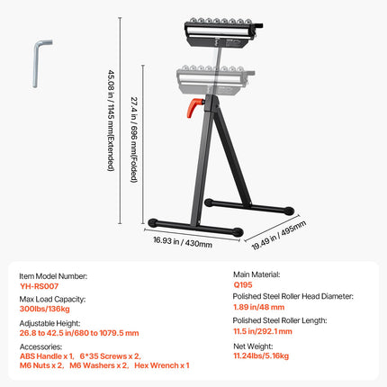 Atraminis ritininis stovas VEVOR YH-RS007, 136 kg apkrova