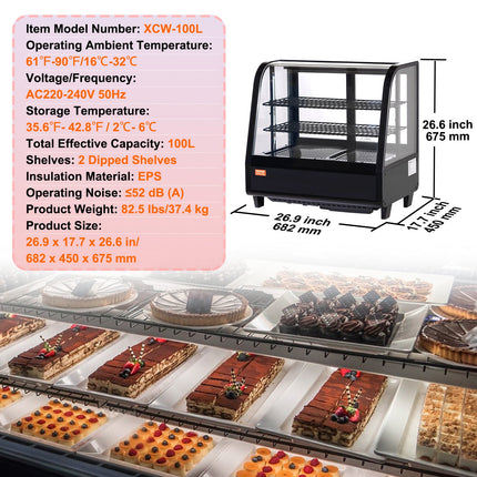 Šaldoma vitrina VEVOR XCW-100L, 100 l