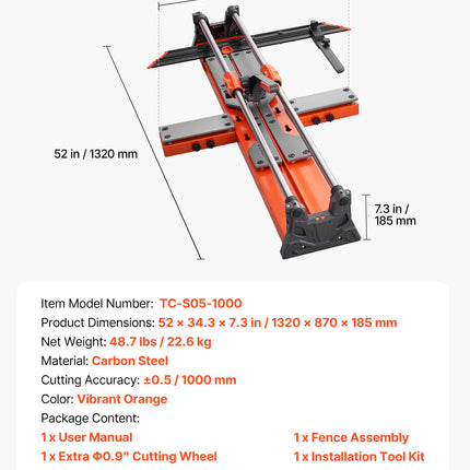 Rankinės plytelių pjovimo staklės VEVOR TC-S05-1000, 1000 mm