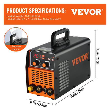 Suvirinimo aparatas VEVOR TIG-200C, 200 A