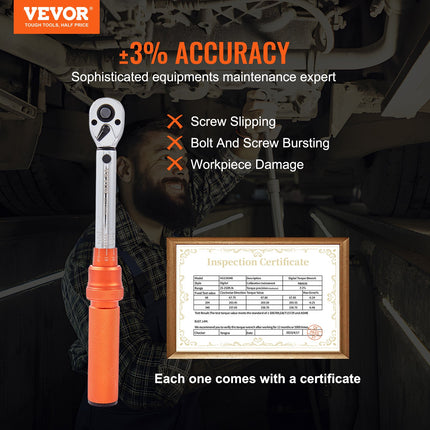 Dinamometrinis raktas VEVOR 16200INLB, 2.3-23 Nm
