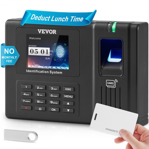 Darbuotojų laiko apskaitos terminalas VEVOR TM1000, biometrinis su RFID skaitytuvu