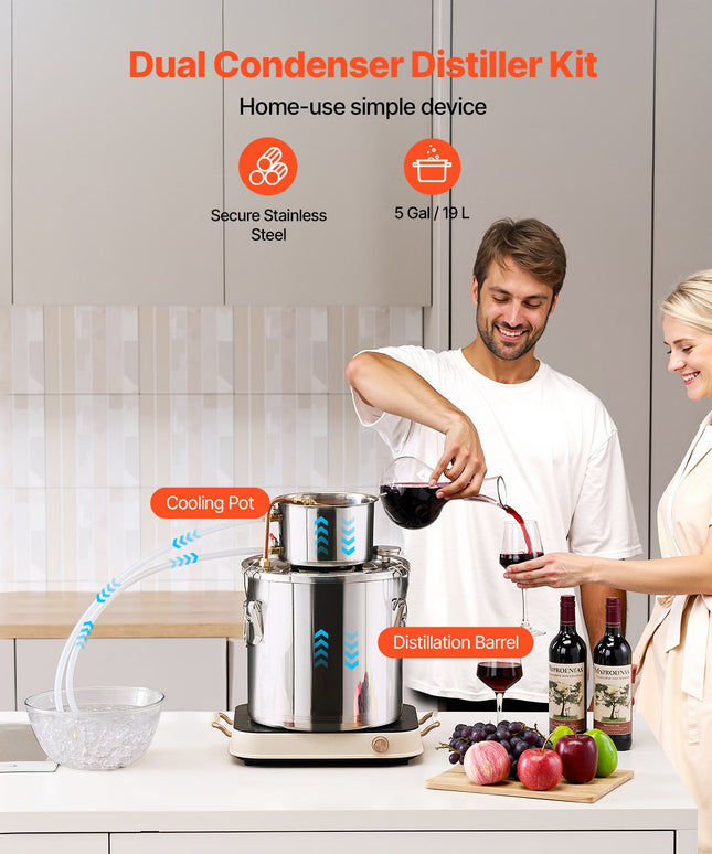 Alkoholio distiliavimo aparatas VEVOR STDB-20L, 19 l