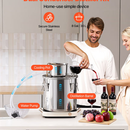 Alkoholio distiliavimo aparatas VEVOR STDB-30L-U, 30 l