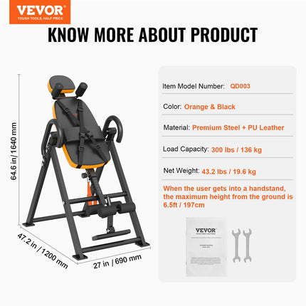 Inversinis stalas VEVOR QD002, 136 kg keliamoji galia