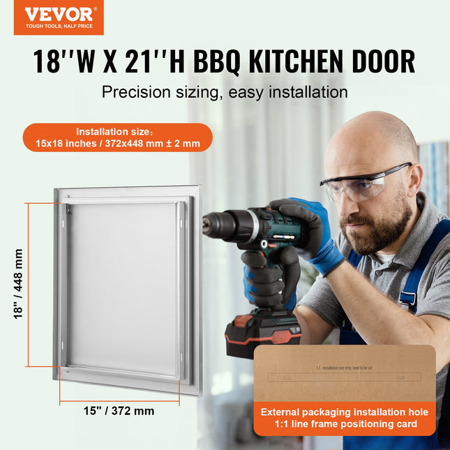 Lauko virtuvės durelės VEVOR B013D, 457x533 mm