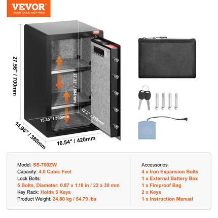 Seifas VEVOR SS-700ZW, 113 l talpos