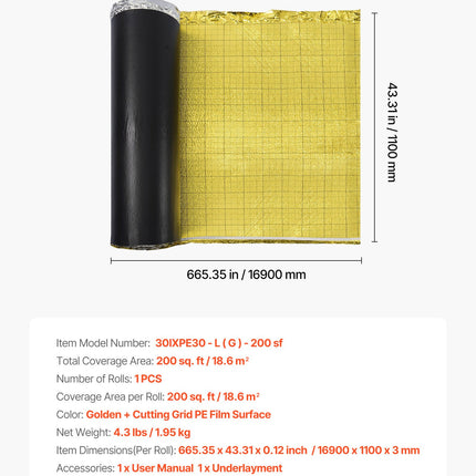 Grindų paklotas VEVOR 30IXPE30-L(G)-200sf, 18,6 m²