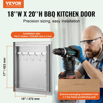 Lauko virtuvės durelės VEVOR BH-002, 457x508 mm
