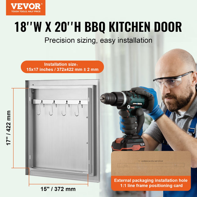 Lauko virtuvės durelės VEVOR BH-002, 457x508 mm