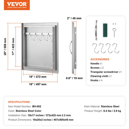 Lauko virtuvės durelės VEVOR BH-002, 457x508 mm