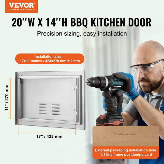 Lauko virtuvės durelės VEVOR B018D, 508x356 mm