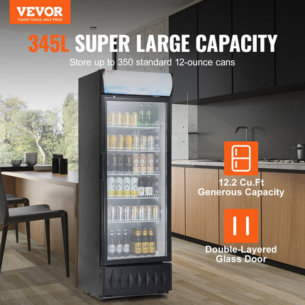 Komercinis gėrimų šaldytuvas-vitrina VEVOR XLS-365WG, 345 l
