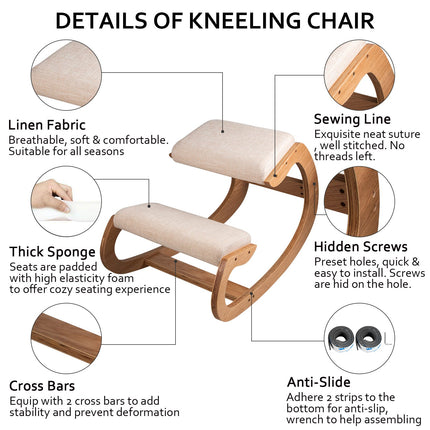 Ergonominė klūpėjimo kėdė VEVOR White Oak, 100 kg apkrova