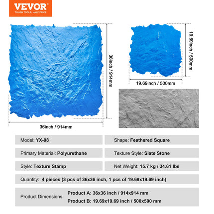 Betono štampavimo formos VEVOR YX-08, 4 vnt. rinkinys
