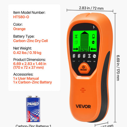 Sienų skeneris VEVOR HT580-O, 5-in-1 detektorius