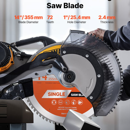 Pjovimo diskas metalui VEVOR 355*2.4*25.4-72T, 355 mm