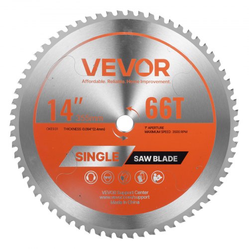 Cirkuliarinio pjūklo diskas VEVOR 355*2.4*25.4-66T, 355 mm