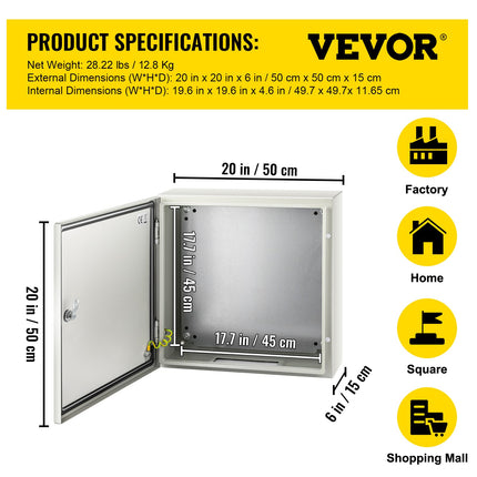 Plieninė elektros skydinė VEVOR SPT, 50x50x15 cm