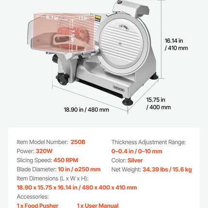 Elektrinė pjaustyklė VEVOR 250B, 320 W