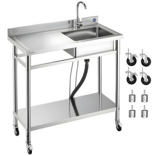 Nerūdijančio plieno plautuvė VEVOR SS100-3, 1000 x 500 x 1055 mm