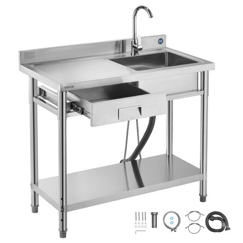Nerūdijančio plieno plautuvė VEVOR SS100-4, 1000 x 500 x 940 mm