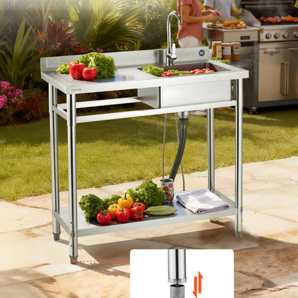 Nerūdijančio plieno plautuvė VEVOR SS100-2, 1000 x 500 x 940 mm