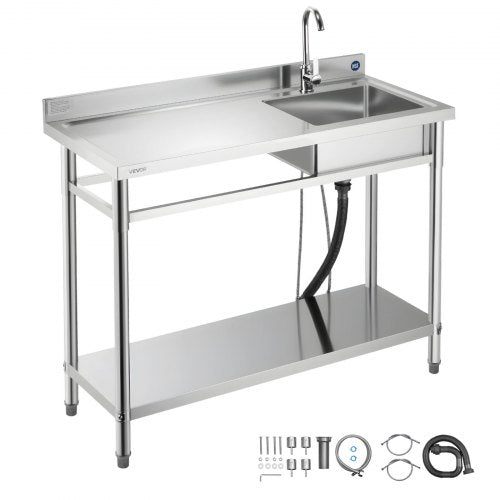 Nerūdijančio plieno plautuvė VEVOR SS1200-3, 1200x500x940 mm