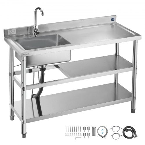 Nerūdijančio plieno plautuvė VEVOR SS1200-2, 1200 x 500 x 940 mm