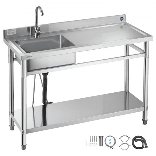 Nerūdijančio plieno plautuvė VEVOR SS1200-1, 1200x500x940 mm