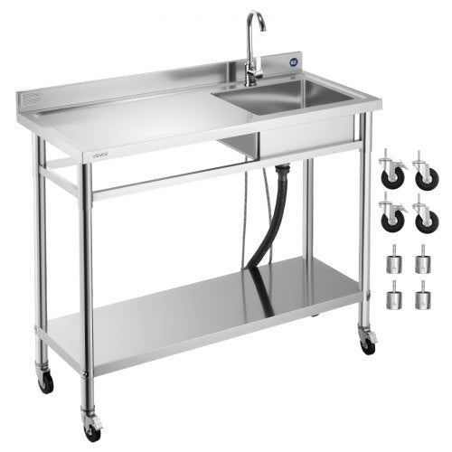 Nerūdijančio plieno plautuvė VEVOR SS1200-4, 1200 x 500 x 1055 mm