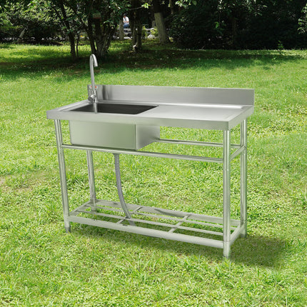 Nerūdijančio plieno plautuvė su darbastaliu VEVOR S2-1, 100,1 x 48,5 x 95 cm