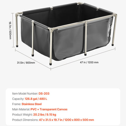 Antžeminis žuvų tvenkinys VEVOR DS-203, 480 l