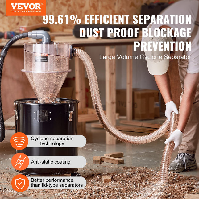 Cikloninis dulkių separatorius VEVOR SKL400, 50 l talpa