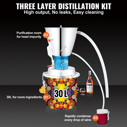 Distiliatorius VEVOR VV-PG30L-220V, 30 l