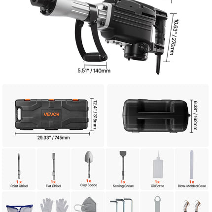 Atskėlimo plaktukas VEVOR Z1G-ZZB-65, 2800 W