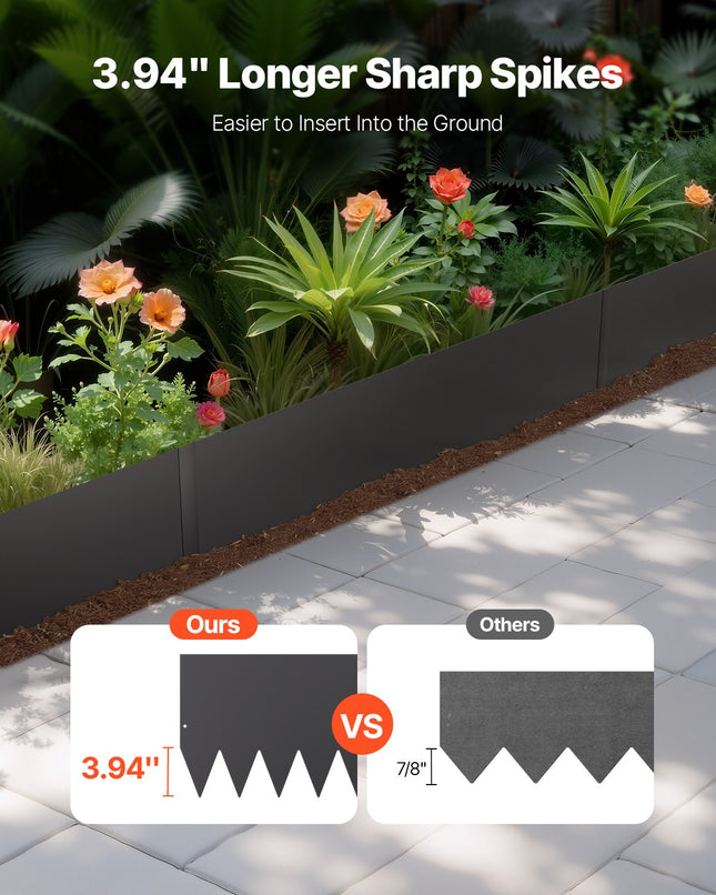 Plieniniai vejos atitvarai VEVOR ZY-40X12-4Black, 4 vnt., 101,6 x 30,5 cm