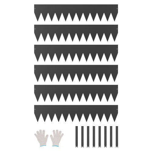 Plieniniai vejos atitvarai VEVOR ZY-40X8-6Black, 6 vnt. komplektas